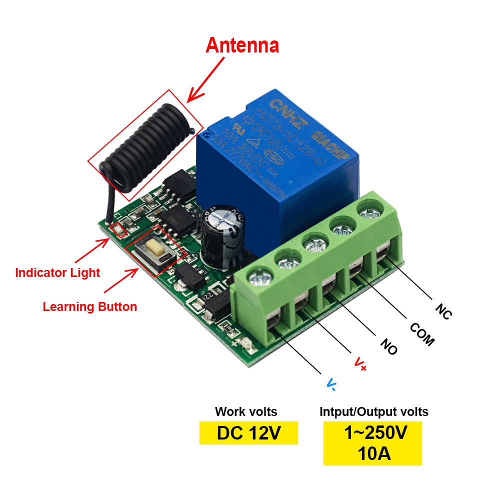 QIACHIP 433MHz DC 12V commutat - Relay Module 4 Channel avis et prix